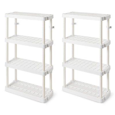 Gracious Living 4 Shelf Adjustable Height Medium Duty Storage, White (2 Pack)