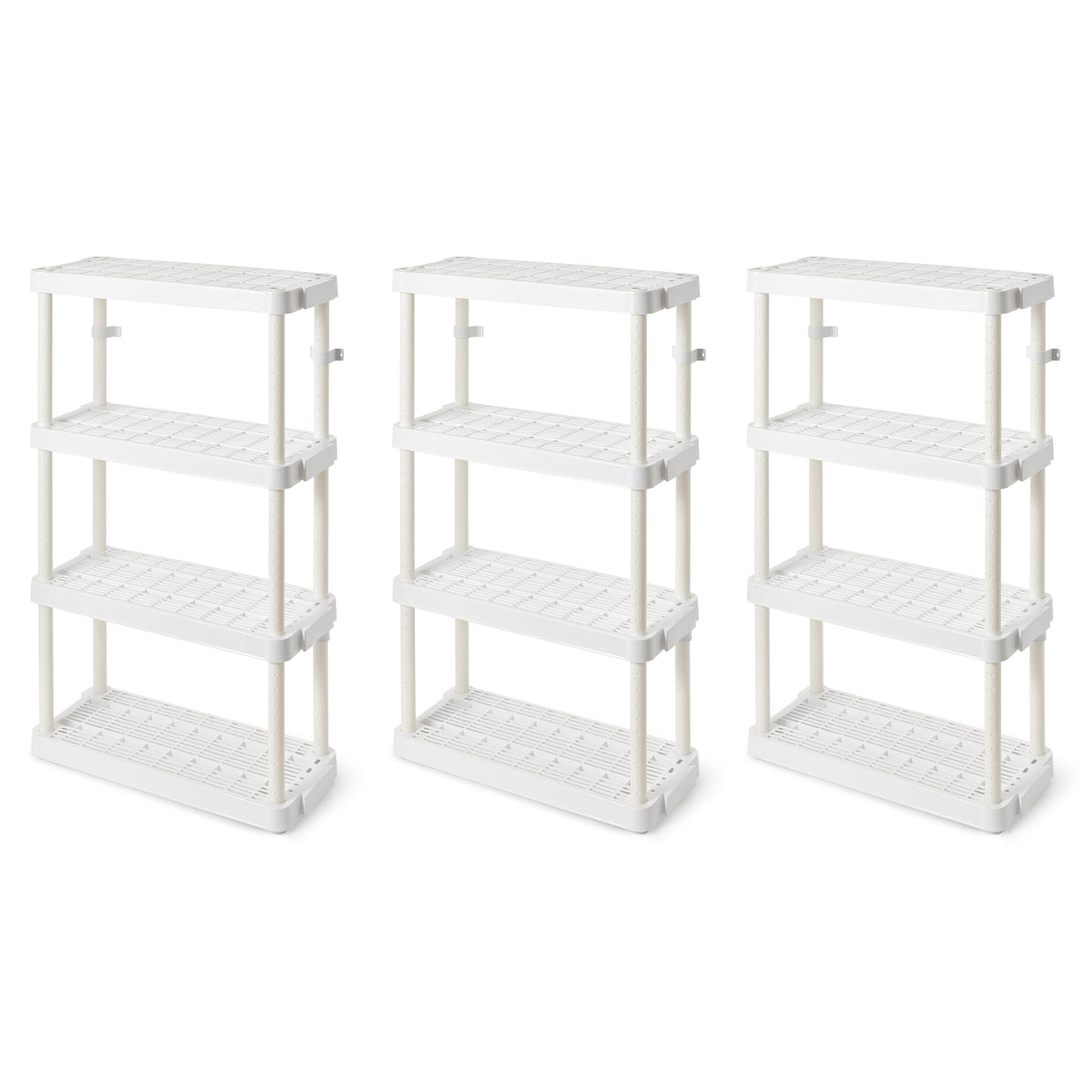 Gracious Living 4 Shelf Adjustable Height Medium Duty Storage, White (3 Pack) - VMInnovations