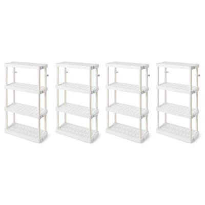 Gracious Living 4 Shelf Adjustable Height Medium Duty Storage, White (4 Pack)