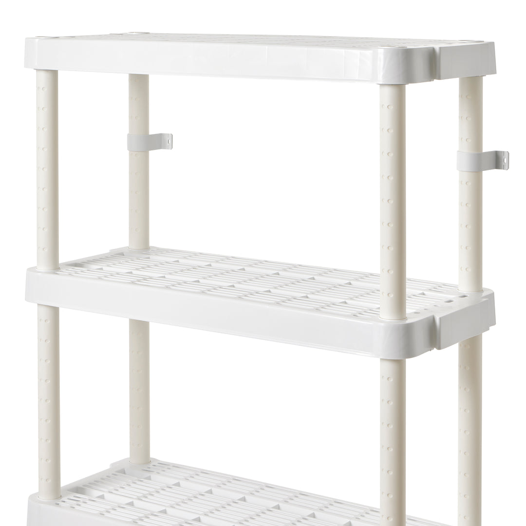 Gracious Living 4 Shelf Adjustable Height Medium Duty Storage, White (4 Pack)