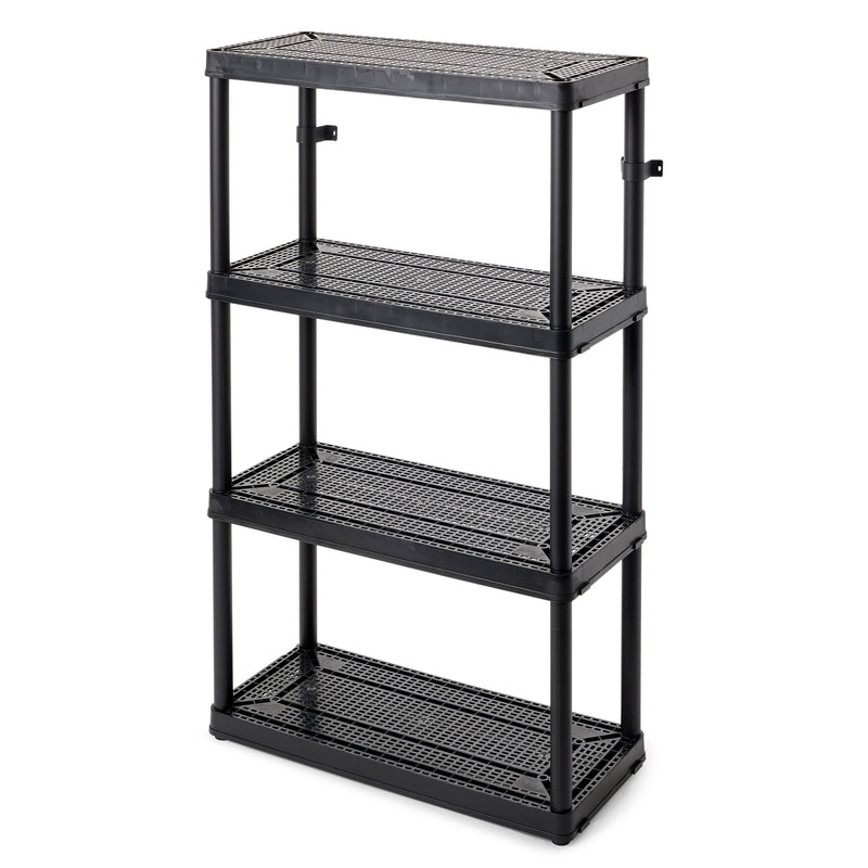 Gracious Living 4 Shelf Fixed Height Medium Duty Storage Unit, Black (Open Box)