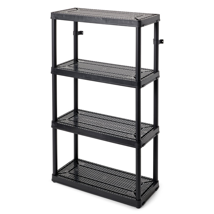 Gracious Living 4 Shelf Fixed Height Ventilated Medium Duty Storage Unit, Black