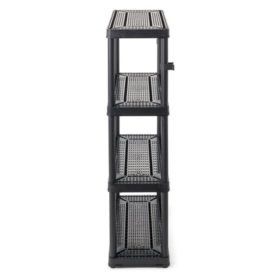 Gracious Living 4 Shelf Fixed Height Ventilated Medium Duty Storage Unit, Black