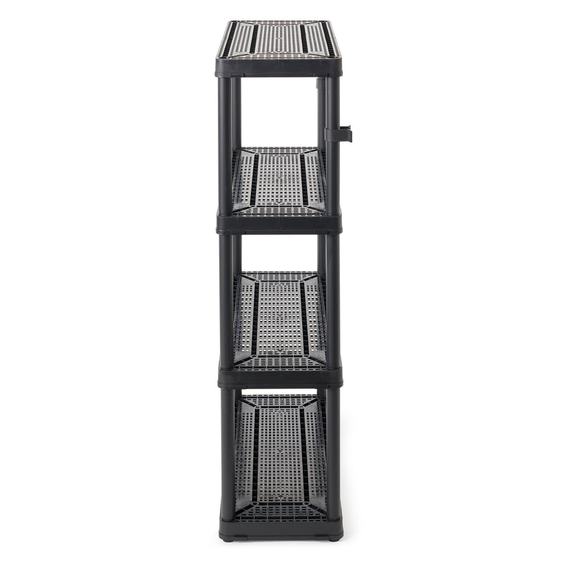 Gracious Living 4 Shelf Fixed Height Medium Duty Storage Unit, Black (4 Pack)