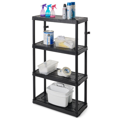 Gracious Living 4 Shelf Tier Resin Indoor and Garage Storage Shelf, Black (Used)