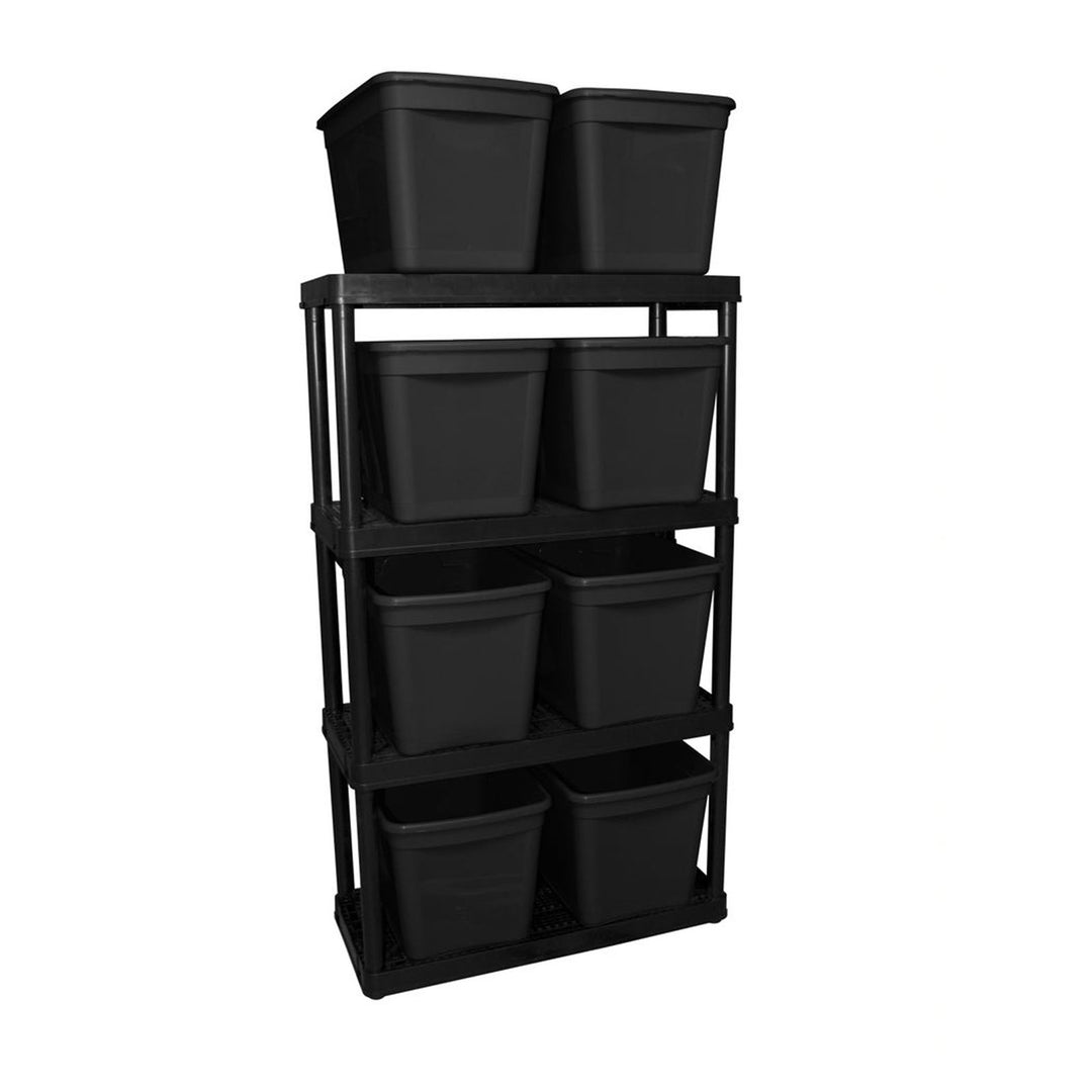 Gracious Living 4 Shelf Fixed Height Medium Duty Storage Unit, Black (Open Box)