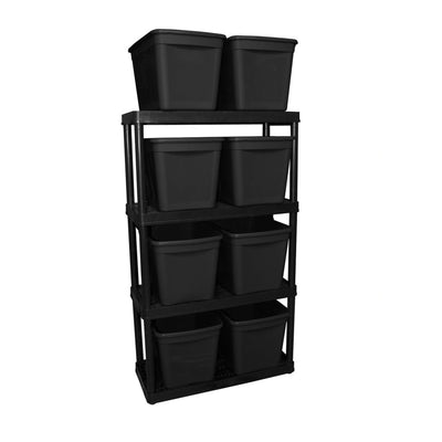 Gracious Living 4 Shelf Fixed Height Medium Duty Storage Unit, Black (3 Pack)