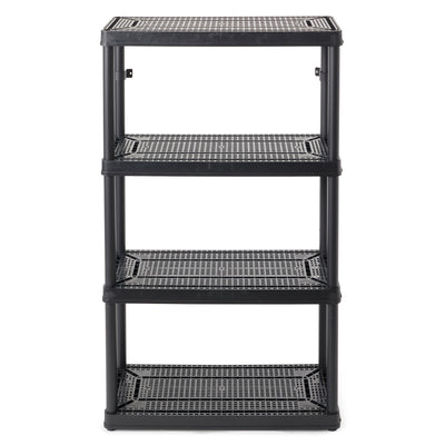 Gracious Living 4 Shelf Fixed Height Medium Duty Storage Unit, Black (4 Pack)