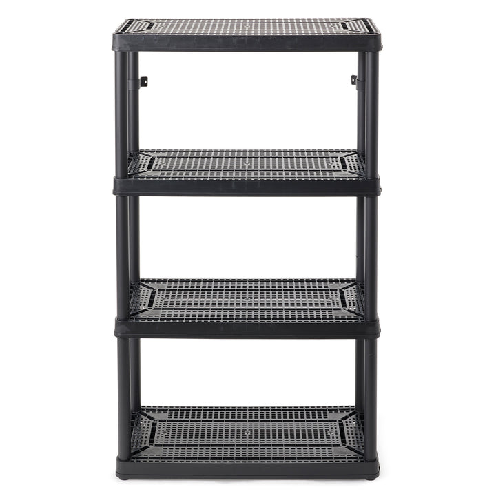 Gracious Living 4 Shelf Fixed Height Ventilated Medium Duty Storage Unit, Black