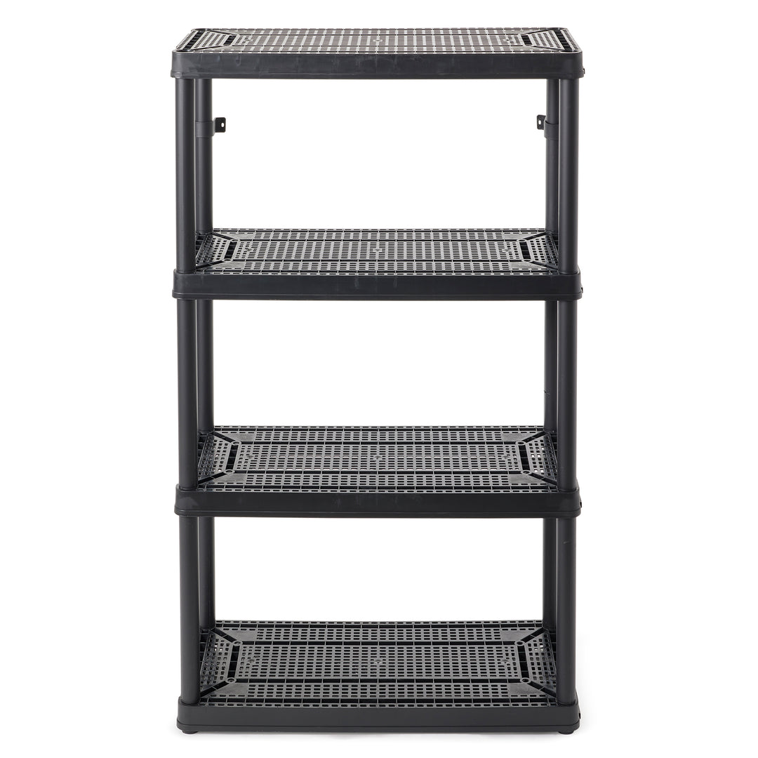 Gracious Living 4 Shelf Fixed Height Medium Duty Storage Unit, Black (4 Pack)