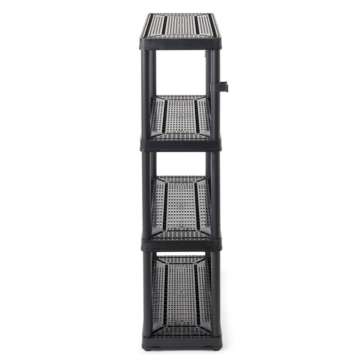 Gracious Living 4 Shelf Fixed Height Ventilated Medium Duty Storage Unit, Black