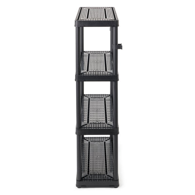 Gracious Living 4 Shelf Fixed Height Medium Duty Storage Unit, Black (Open Box)