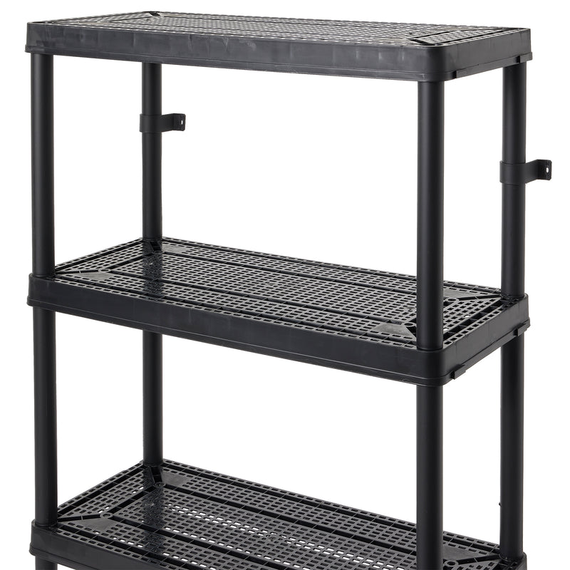 Gracious Living 4 Shelf Fixed Height Medium Duty Storage Unit, Black (Open Box)