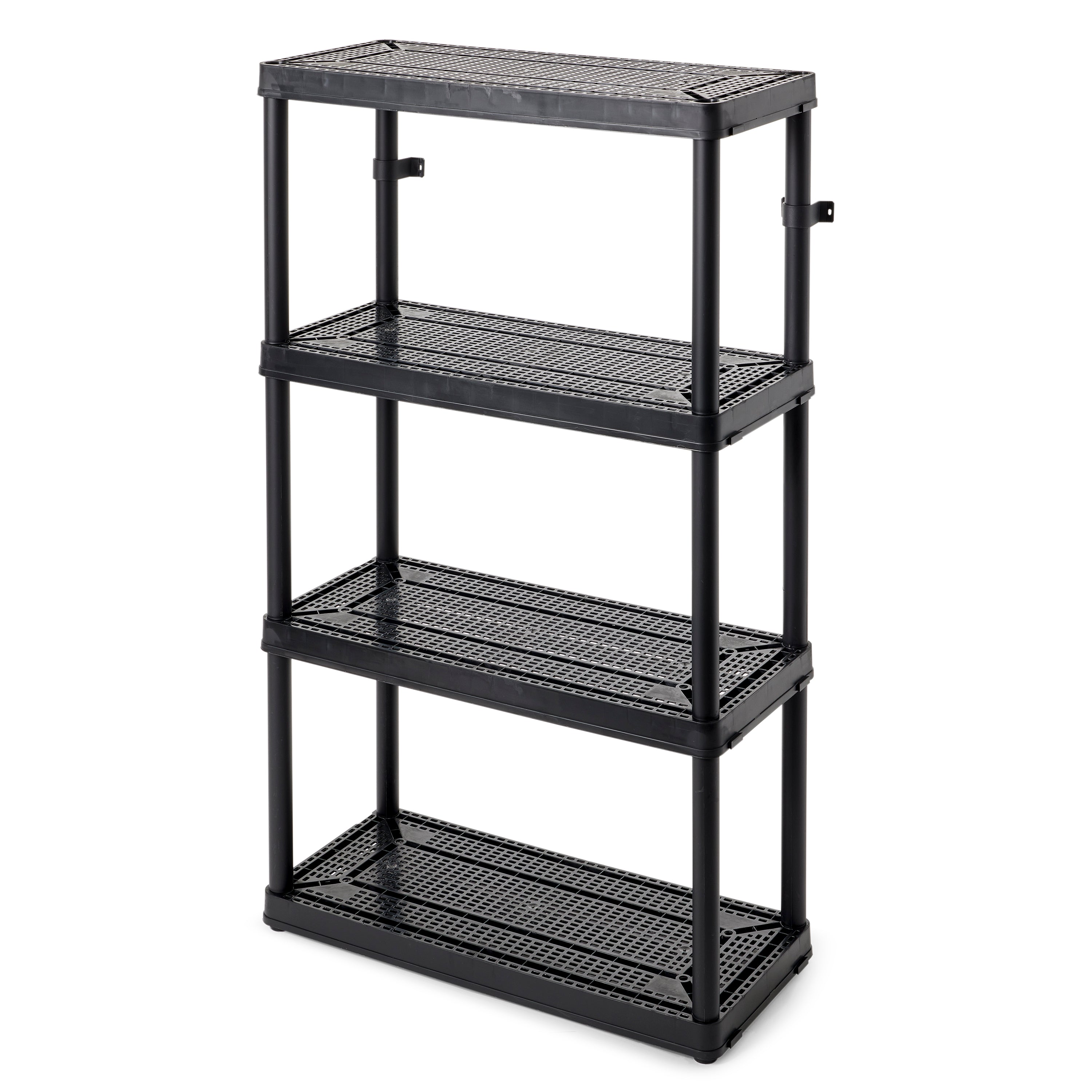 Gracious Living 4 Shelf Tier Medium Resin Garage Storage Shelf, Black (5 Pack)