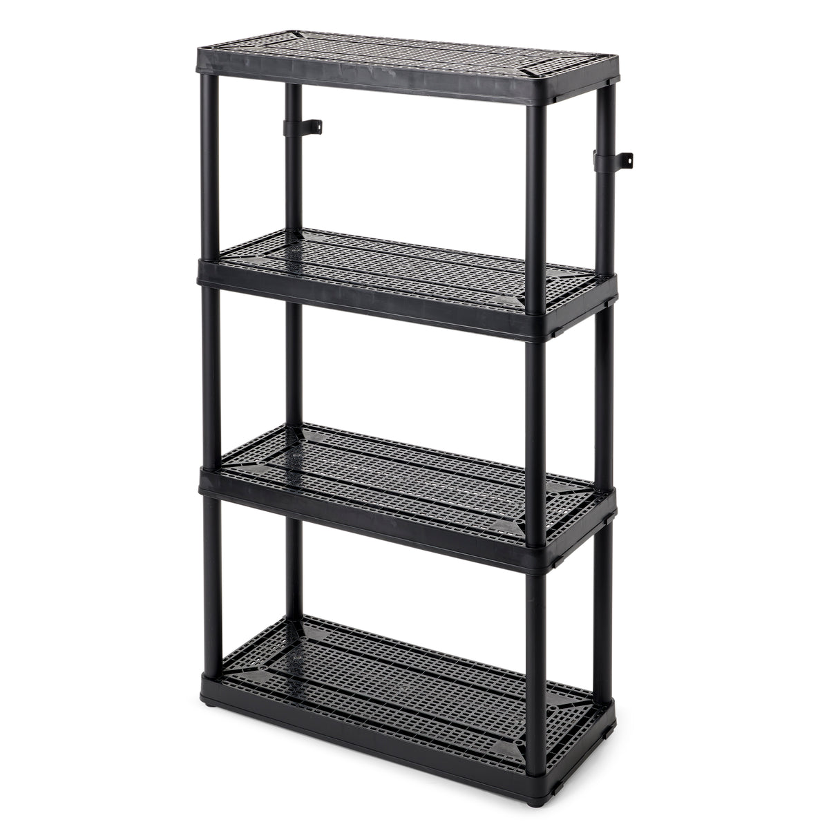 Gracious Living 4 Shelf Tier Medium Resin Garage Storage Shelf, Black (7 Pack)