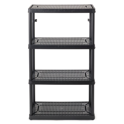 Gracious Living 4 Shelf Tier Medium Resin Garage Storage Shelf, Black (7 Pack)