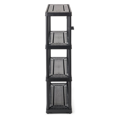 Gracious Living 4 Shelf Tier Medium Resin Garage Storage Shelf, Black (11 Pack)