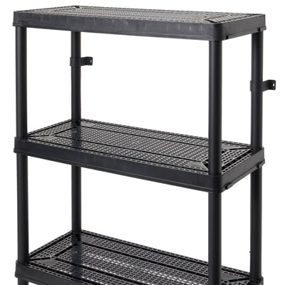 Gracious Living 4 Shelf Tier Medium Resin Garage Storage Shelf, Black (11 Pack)
