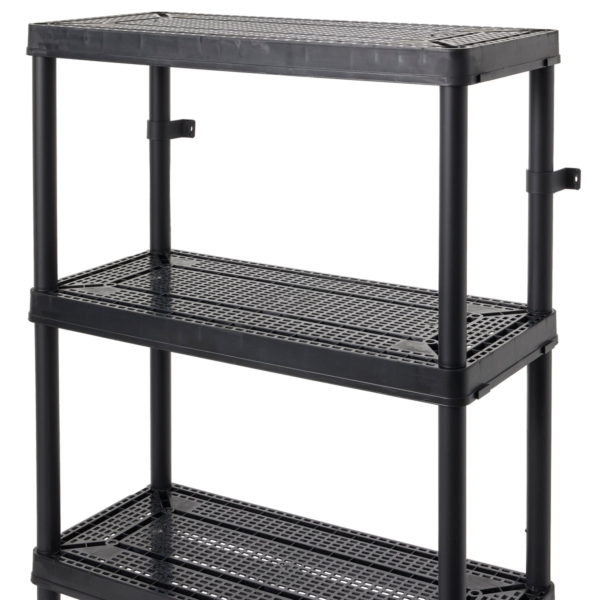 Gracious Living 4 Shelf Tier Medium Resin Garage Storage Shelf, Black (11 Pack)
