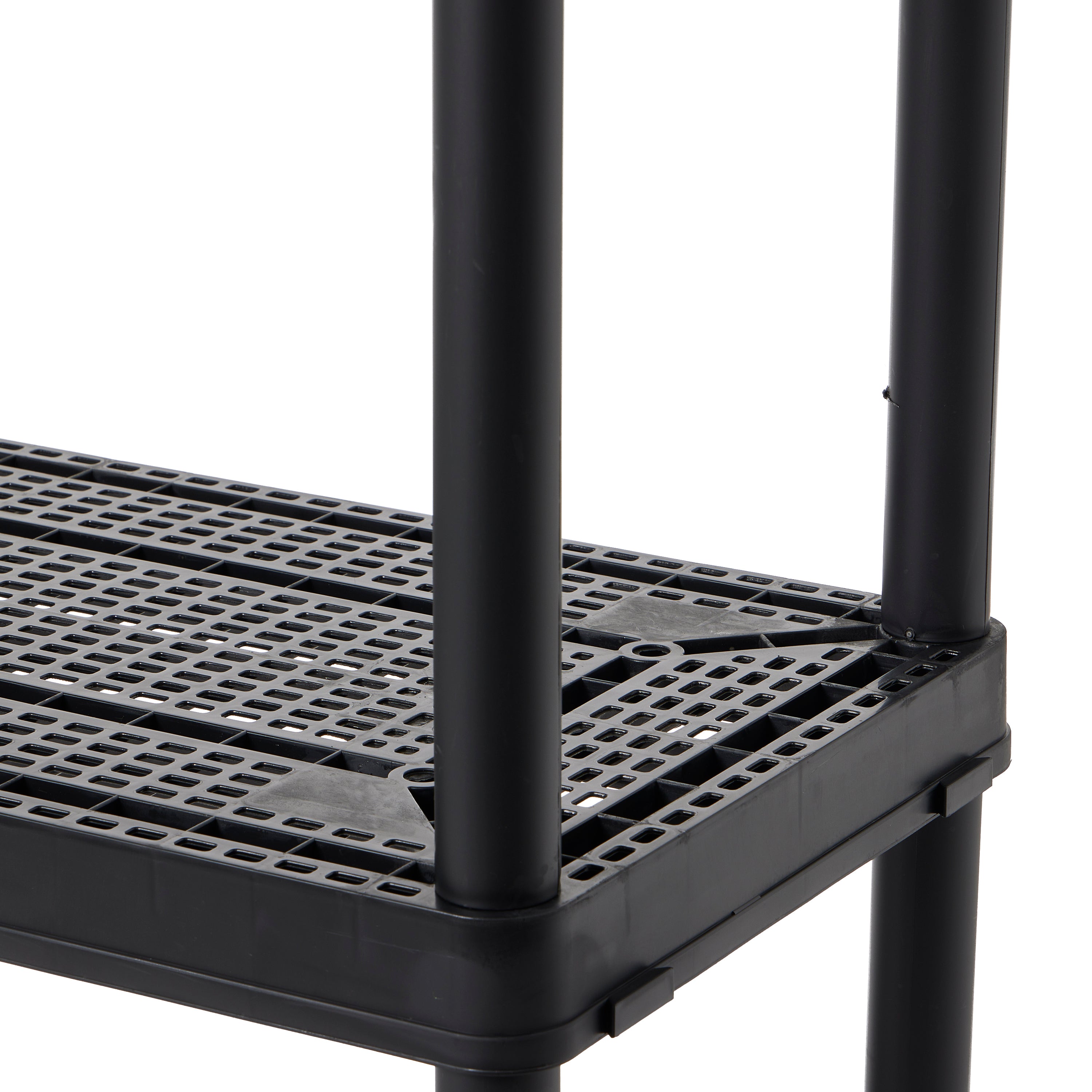 Gracious Living 4 Shelf Tier Medium Resin Garage Storage Shelf, Black (11 Pack)