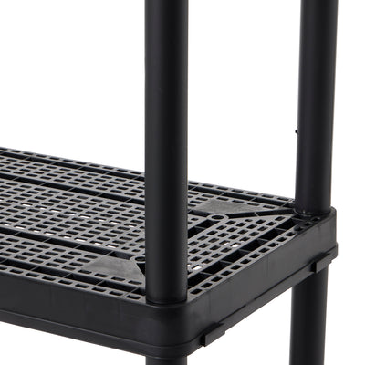 Gracious Living 4 Shelf Tier Medium Resin Garage Storage Shelf, Black (11 Pack)