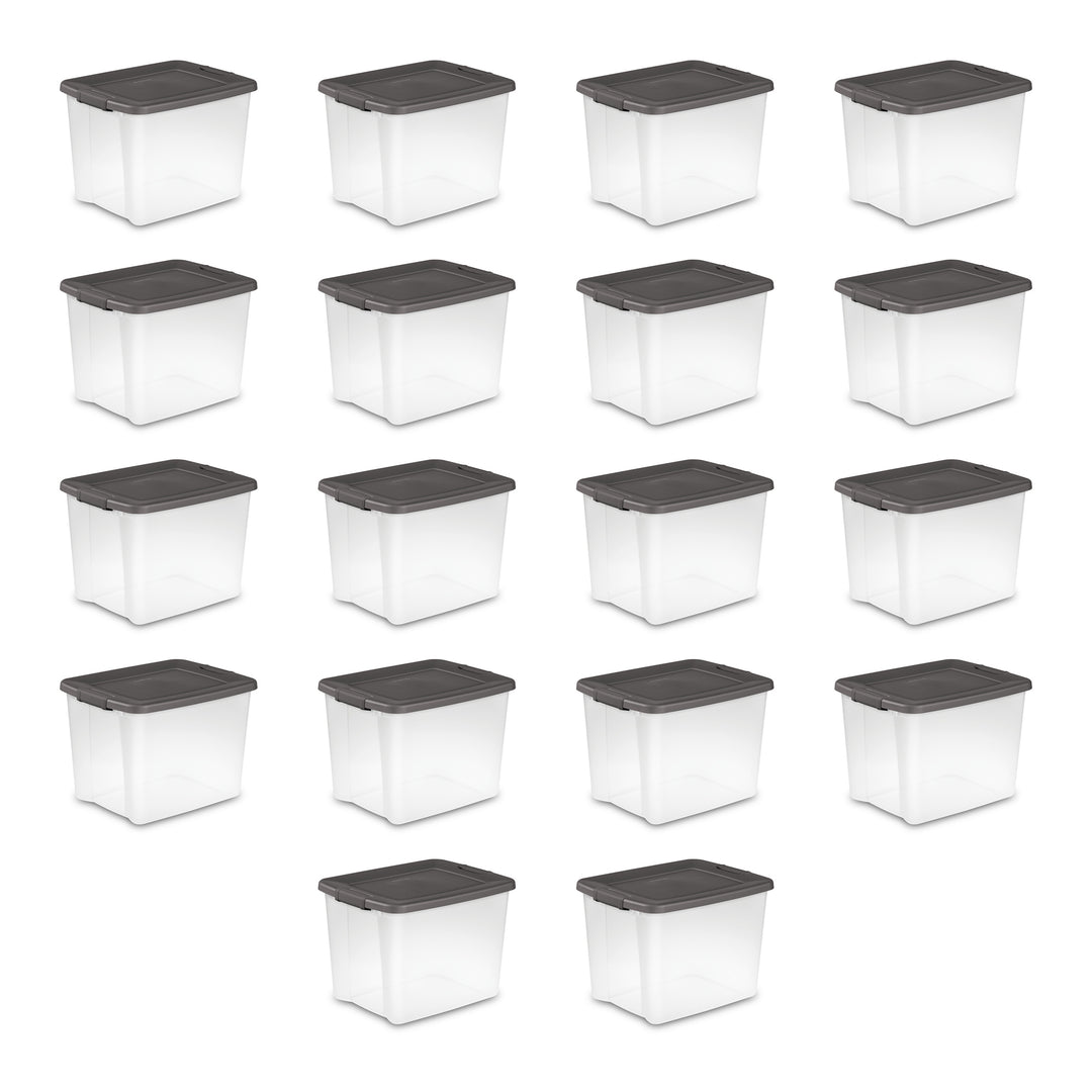 Sterilite ShelfTotes 50 Quart Clear Latched Plastic Storage Container, 18 Pack