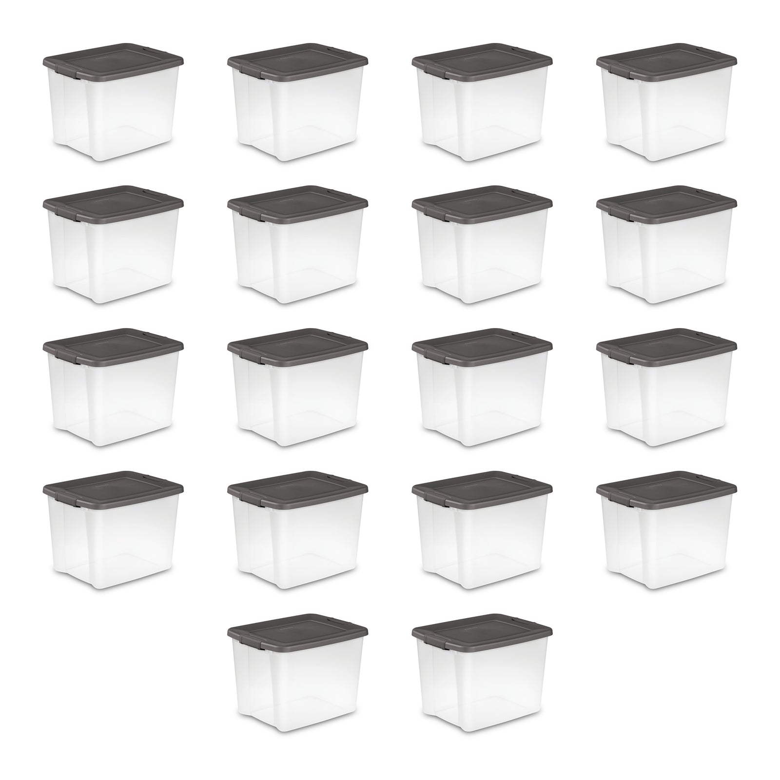 Sterilite ShelfTotes 50 Quart Clear Latched Plastic Storage Container, 18 Pack - VMInnovations