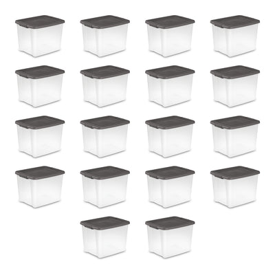 Sterilite ShelfTotes 50 Quart Clear Latched Plastic Storage Container, 18 Pack - VMInnovations