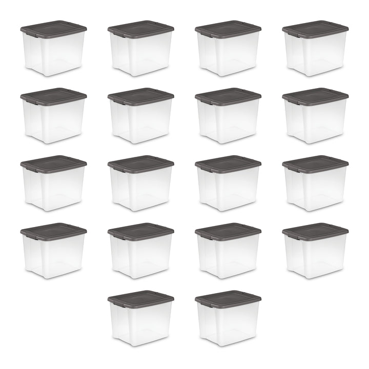 Sterilite ShelfTotes 50 Quart Clear Latched Plastic Storage Container, 18 Pack