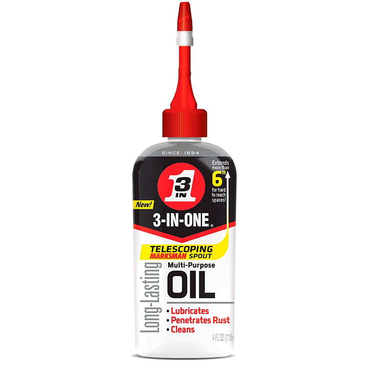 3-In-One 4 Ounce Multi Purpose Oil w/ 6 Inch Telescoping Marksman Spout (6 Pack)