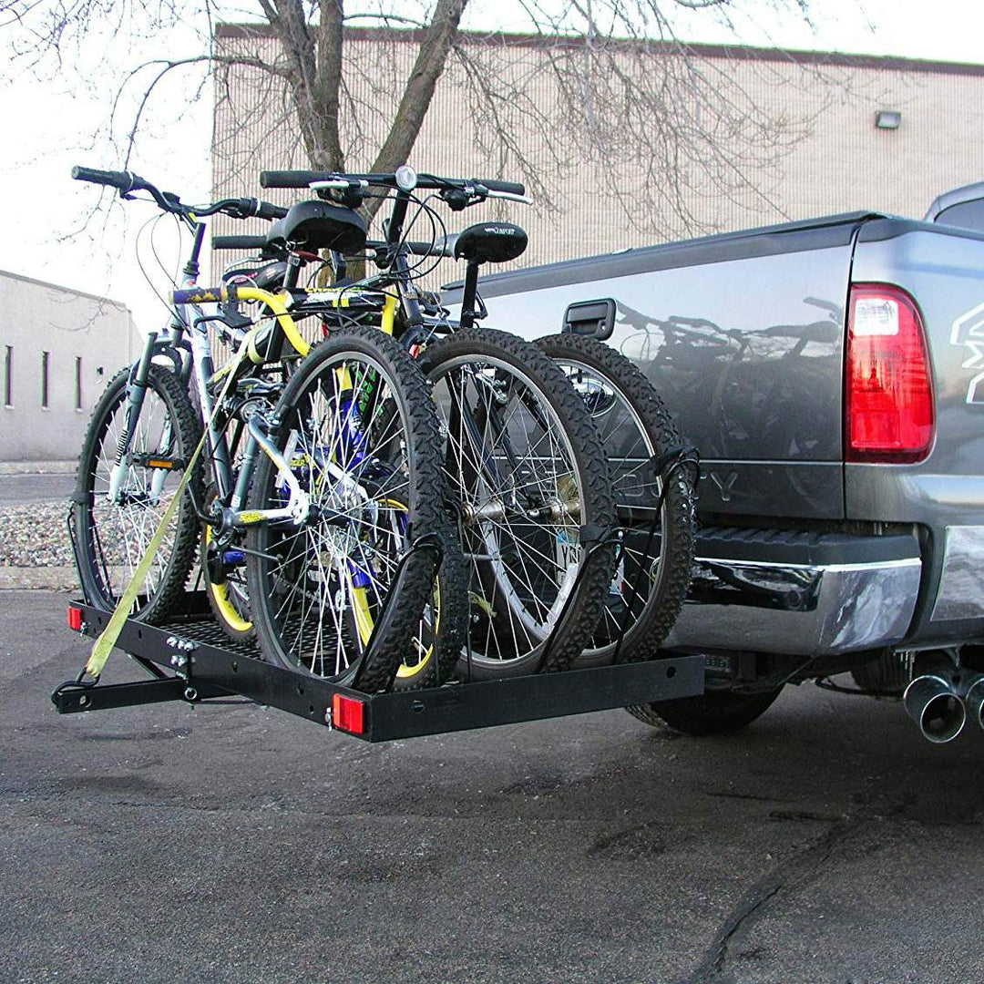 Tow Tuff 62 Inch Steel Cargo Carrier and Bike Rack, Fits All 2 Inch Receivers