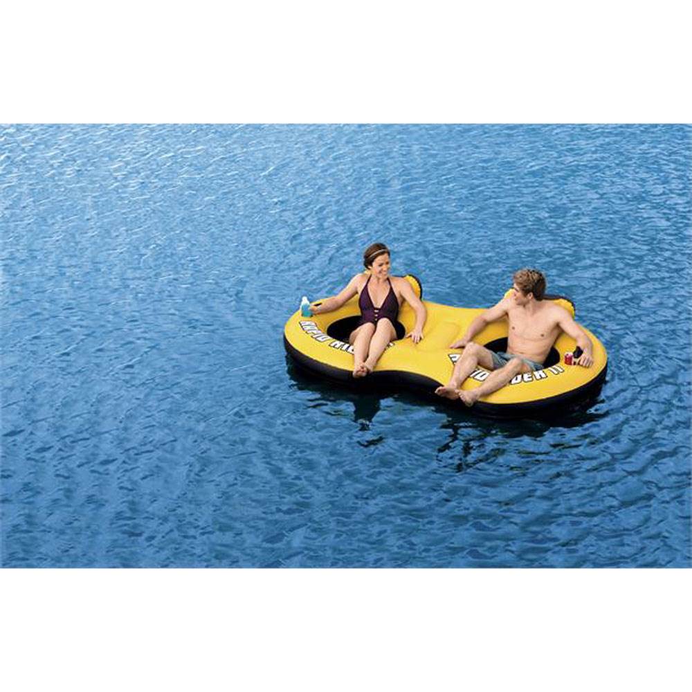 Bestway Rapid Rider 95" Inflatable 2 Person River Raft Tube Float & Cup Holders - VMInnovations