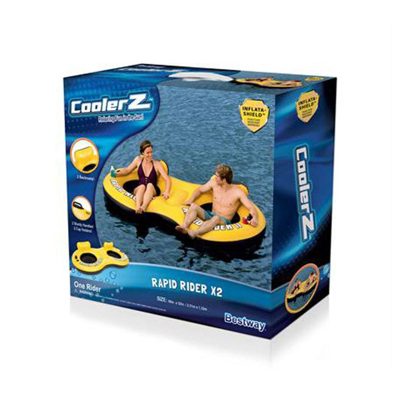 Bestway Rapid Rider 95" Inflatable 2 Person River Raft Tube Float & Cup Holders