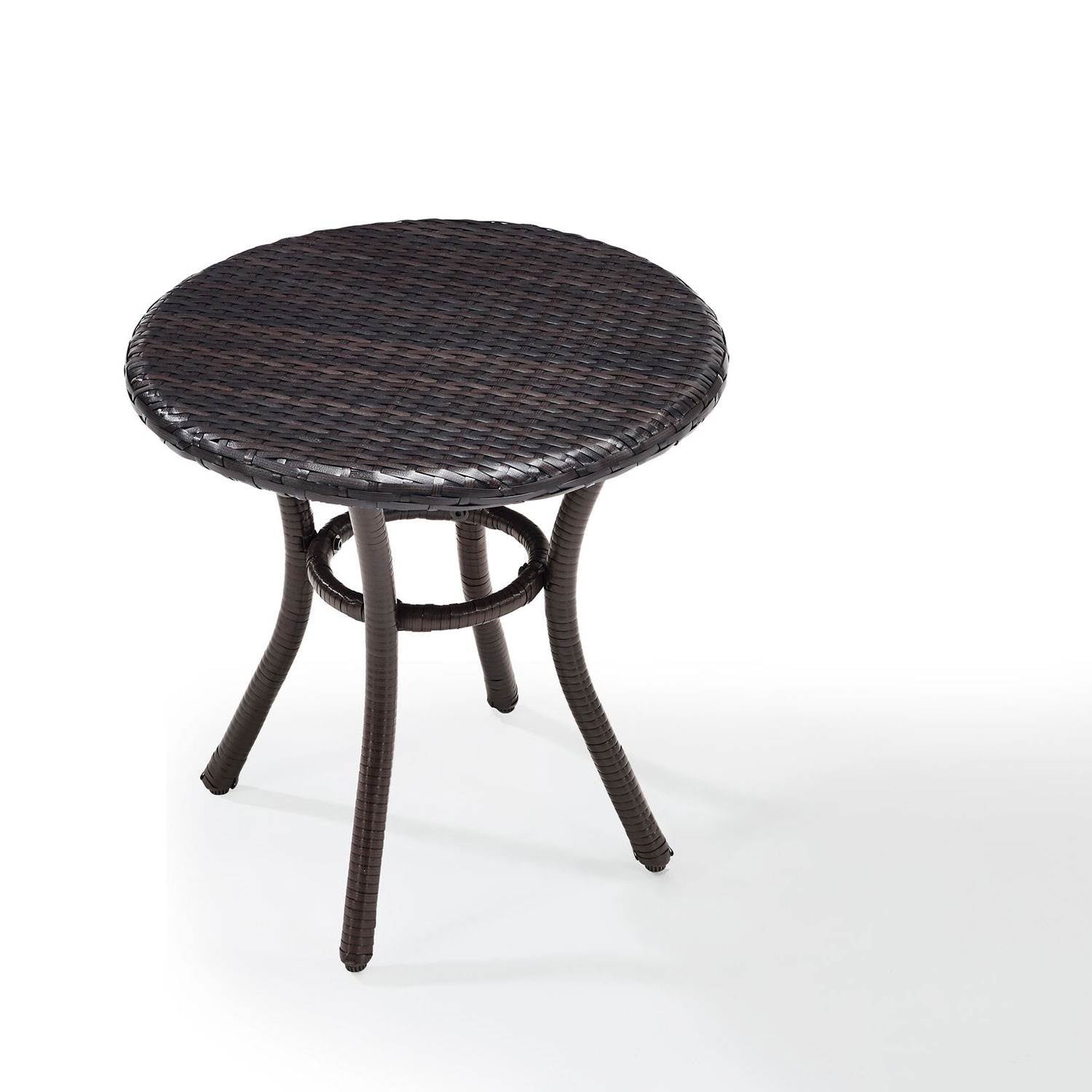 Crosley Furniture Palm Harbor Outdoor Backyard Patio Wicker Side Table, Brown - VMInnovations