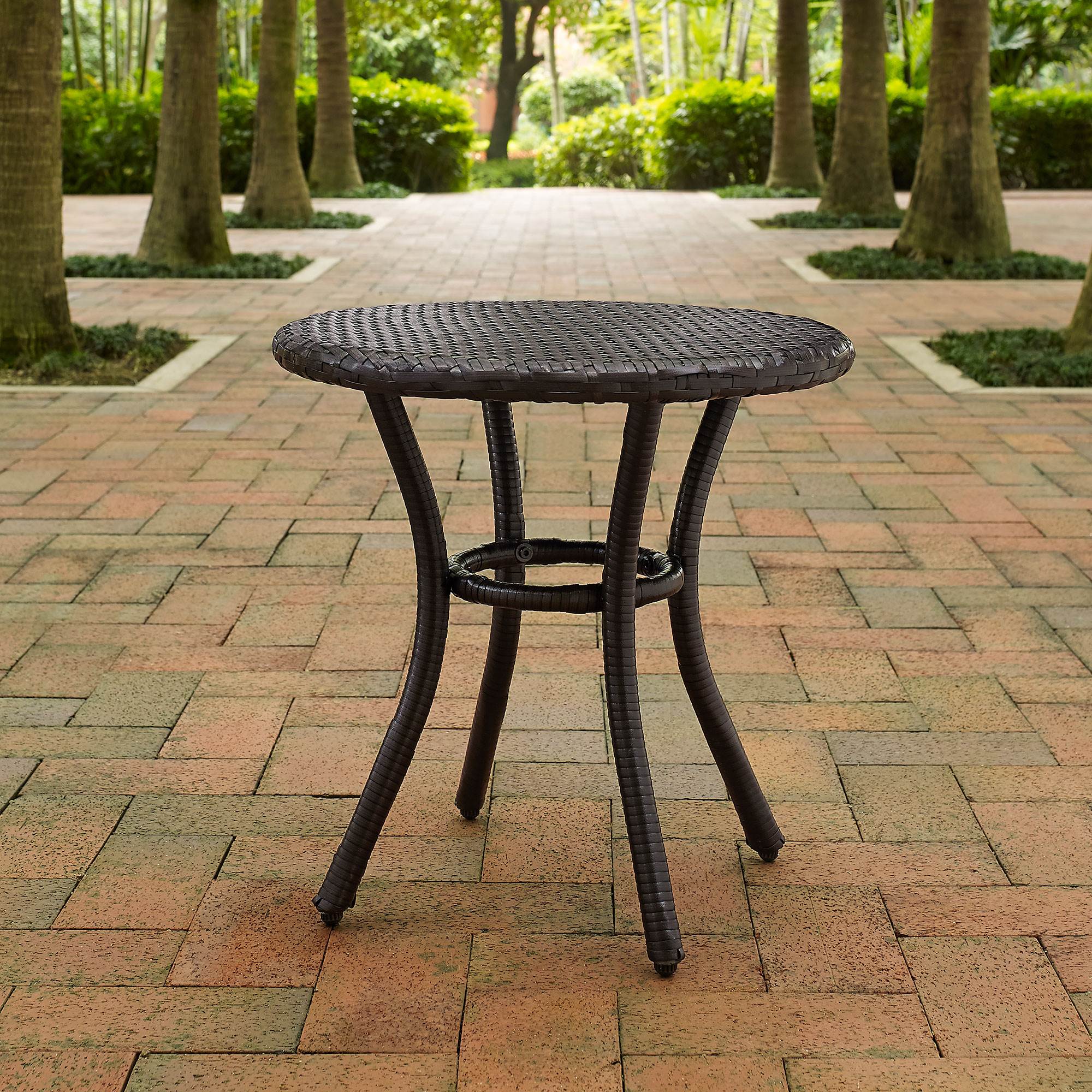 Crosley Furniture Palm Harbor Outdoor Backyard Patio Wicker Side Table, Brown - VMInnovations
