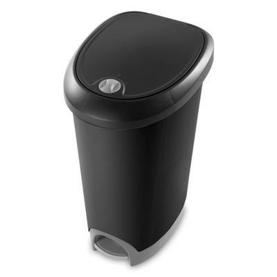 Sterilite 12.6 Gallon Locking Lid Step On Kitchen Wastebasket Trashcan, 8 Pack