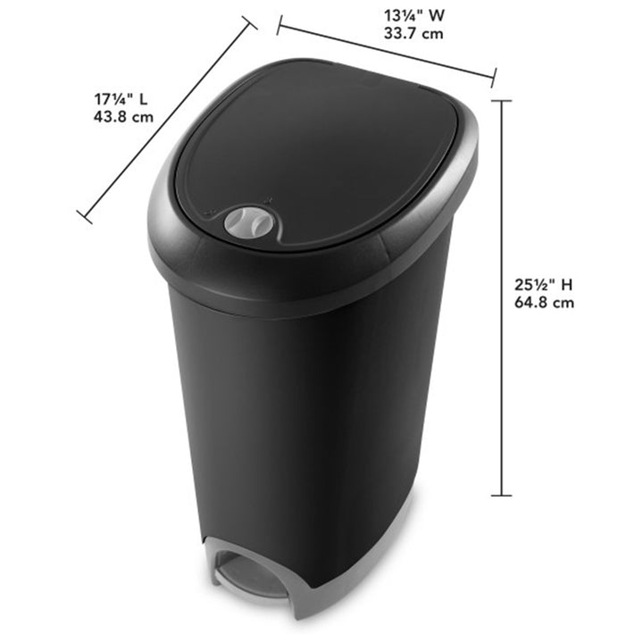 Sterilite 12.6 Gallon Locking Lid Step On Kitchen Wastebasket Trashcan, 2 Pack