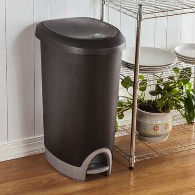 Sterilite 12.6 Gallon Locking Lid Step On Kitchen Wastebasket Trashcan, 8 Pack - VMInnovations