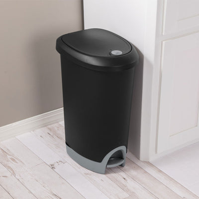 Sterilite 12.6 Gallon Locking Lid Step On Kitchen Wastebasket Trashcan, 8 Pack - VMInnovations