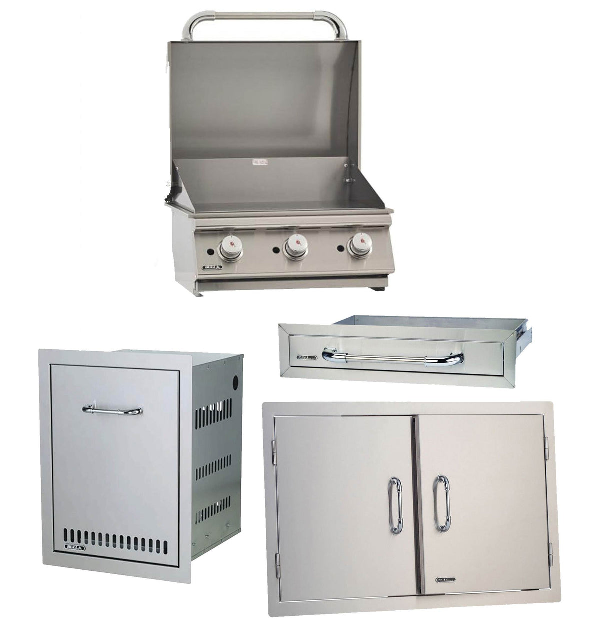 Bull 3 Burner Liquid Propane Barbecue Grill Griddle & Accessory Package
