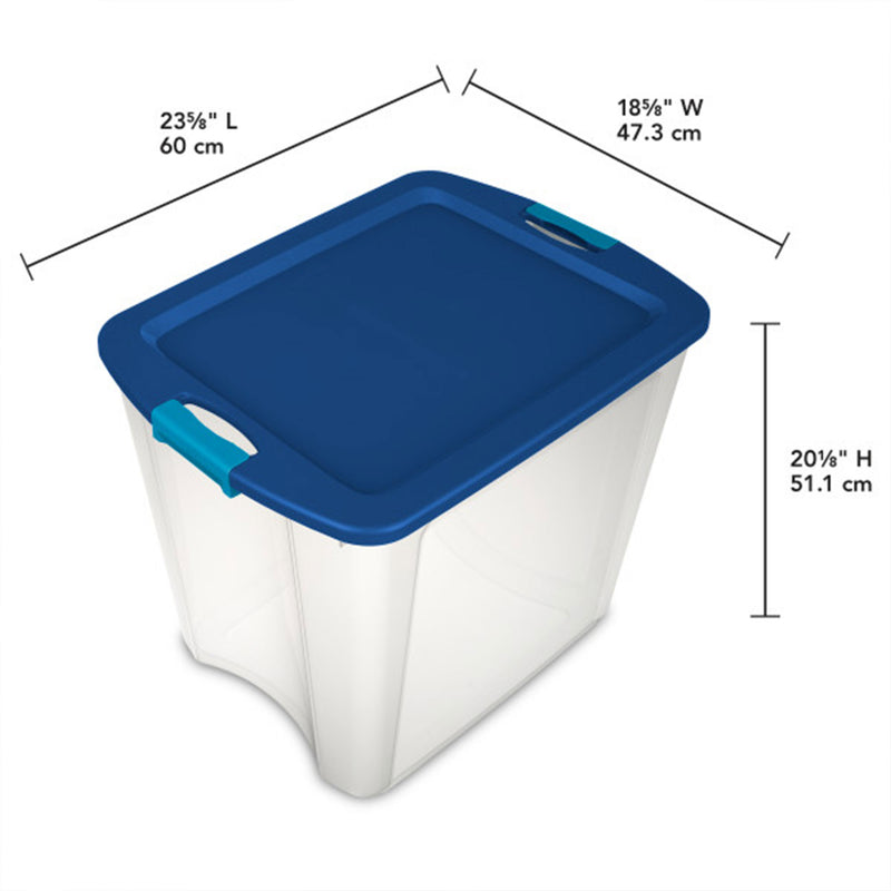 Sterilite 26 Gal Latch and Carry Stackable Storage Bin with Latching Lid, 4 Pack