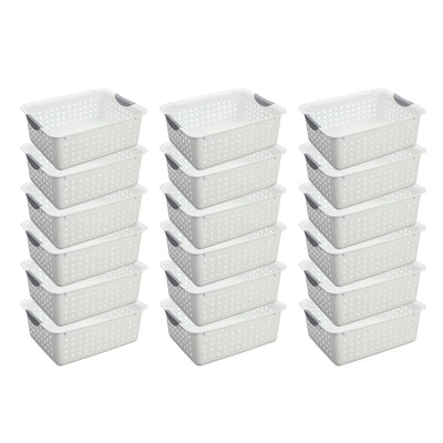 Sterilite Medium Ultra Plastic Storage Organizer Basket with Handles, (18 Pack)