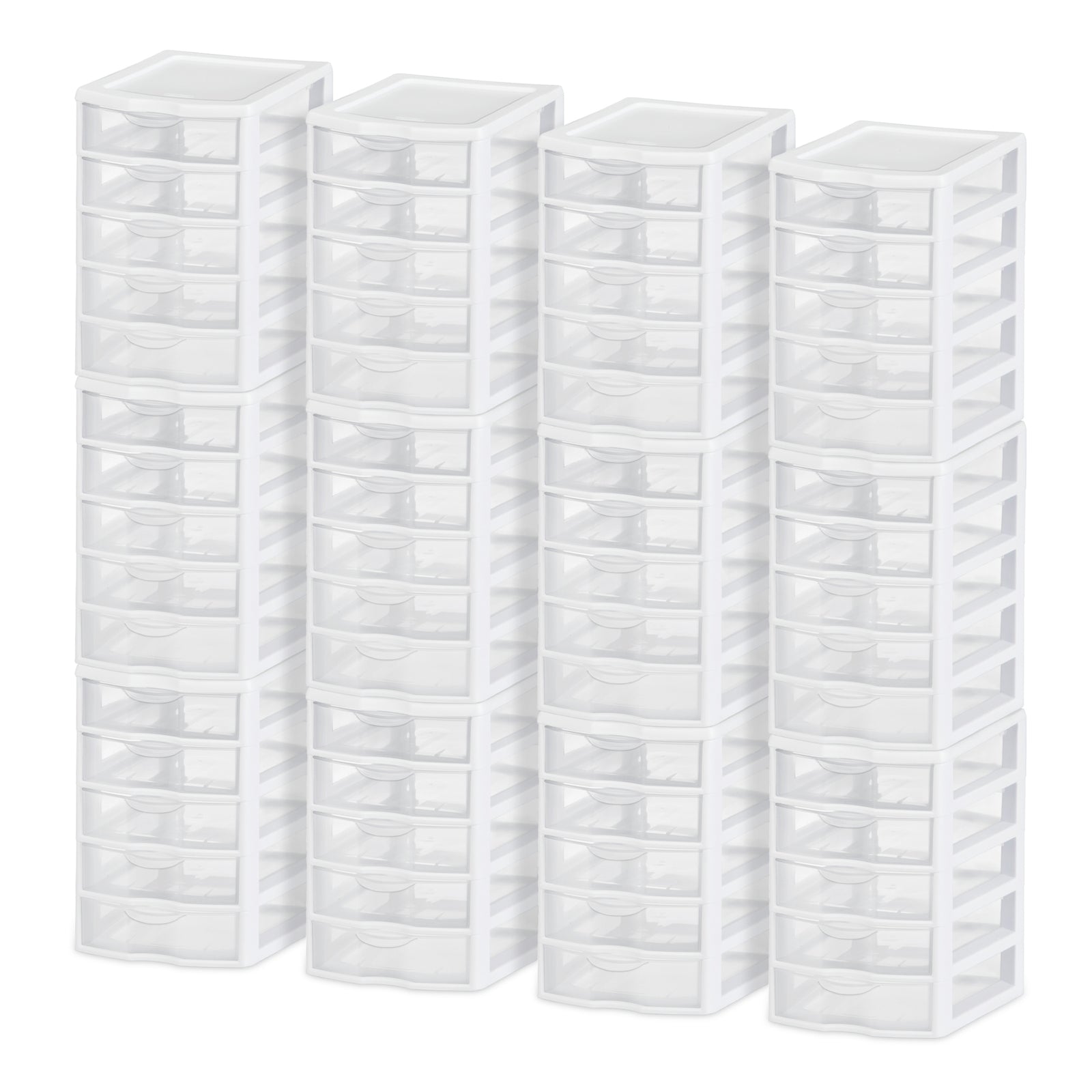 Sterilite Clearview Plastic Small 5 Drawer Desktop Storage Unit, White (12 Pack) - VMInnovations