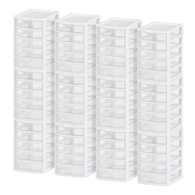 Sterilite Clearview Plastic Small 5 Drawer Desktop Storage Unit, White (12 Pack) - VMInnovations