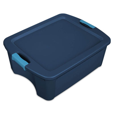 Sterilite 12 Gal Latching Lid Storage Tote Container w/ Handles, Blue (12 Pack)