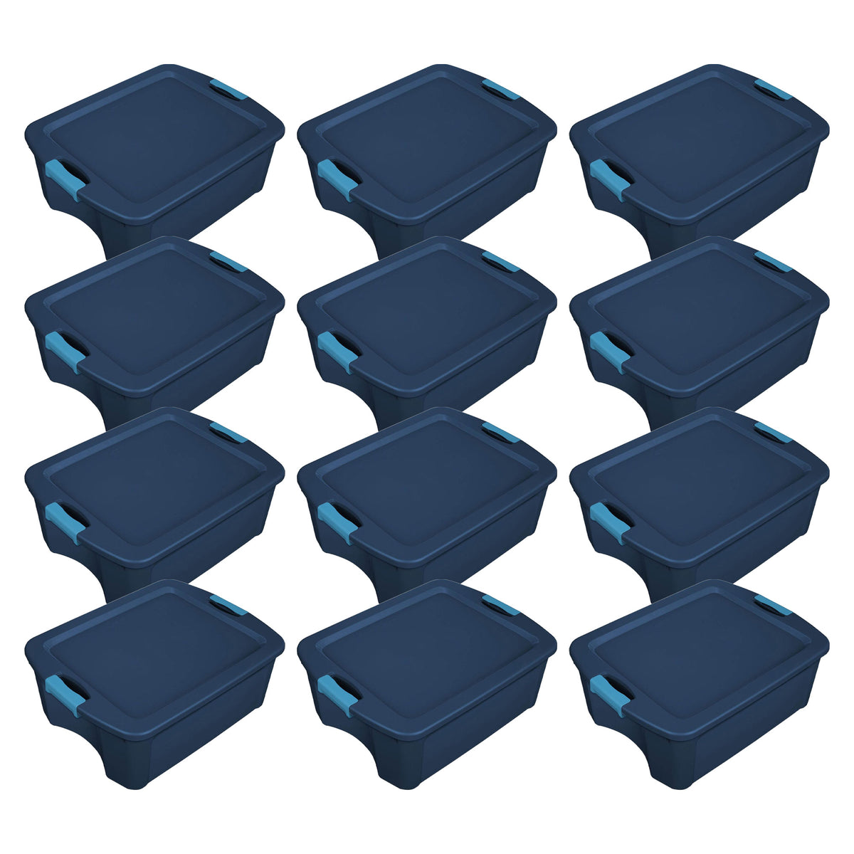 Sterilite 12 Gal Latching Lid Storage Tote Container w/ Handles, Blue (24 Pack)