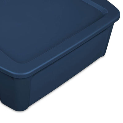 Sterilite 12 Gal Latching Lid Storage Tote Container w/ Handles, Blue (24 Pack)