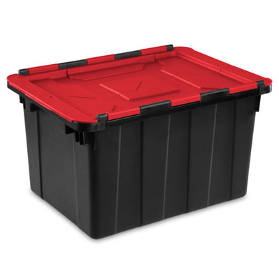 Sterilite 12 Gallon Hinged Lid Industrial Tote, Stackable Storage Bin, 6 Pack - VMInnovations