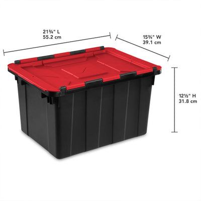 Sterilite 12 Gallon Hinged Lid Industrial Tote, Stackable Storage Bin, 6 Pack