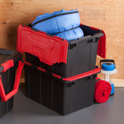 Sterilite 12 Gallon Hinged Lid Industrial Tote, Stackable Storage Bin, 18 Pack - VMInnovations